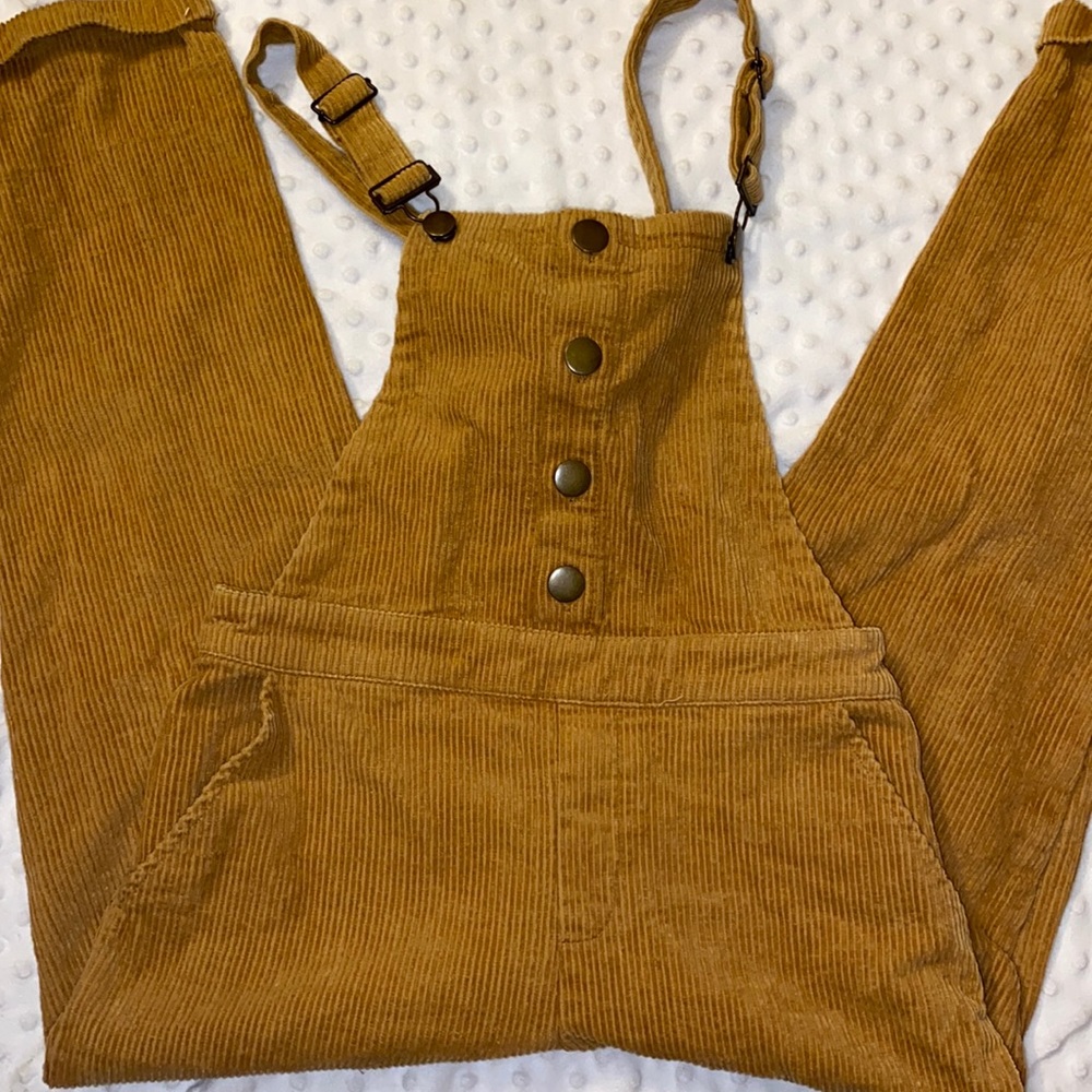 Juniors Forever 21 Tan Corduroy Overalls Small